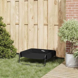 lit pour chien surélevé Noir Tissu Oxford et Acier 