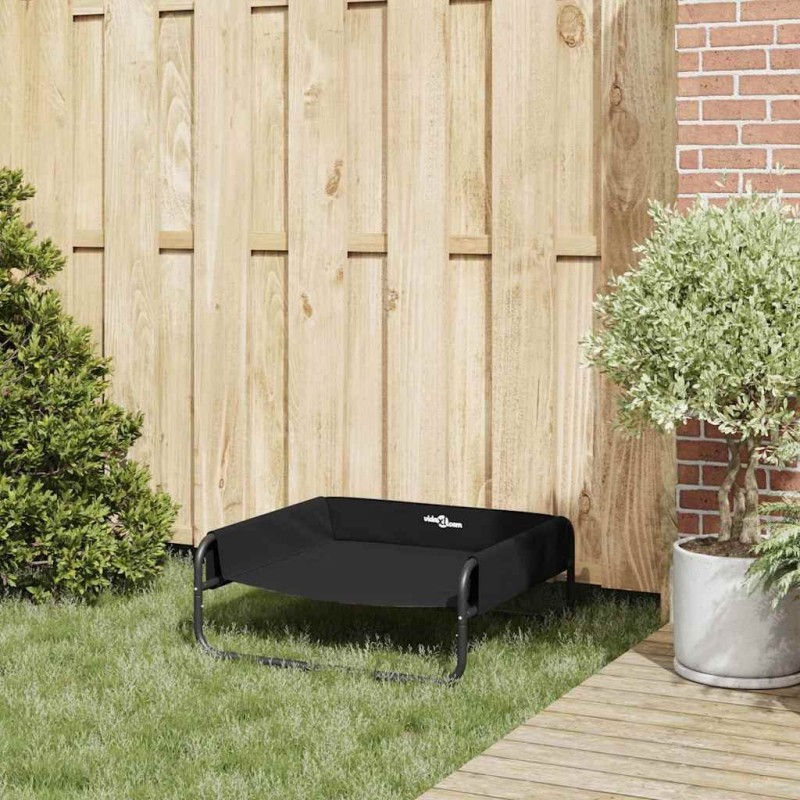 lit pour chien surélevé Noir Tissu Oxford et Acier 