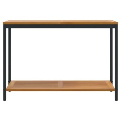 Table d'extérieur Naturelle et Noire 35x110x75 cm en bois solide et acier 