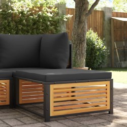 Tabouret de jardin avec coussin 68x68x30cm bois massif d'acacia 