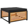 Tabouret de jardin avec coussin 68x68x30cm bois massif d'acacia 