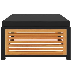 Tabouret de jardin avec coussin 68x68x30cm bois massif d'acacia 
