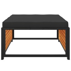 Tabouret de jardin avec coussin 68x68x30cm bois massif d'acacia 