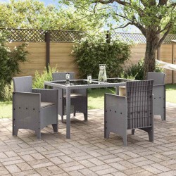 Chaises de jardin avec coussins 4 pcs Gris clair 