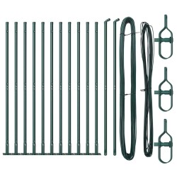 Ensemble de poteaux de clôture avec plaques de base 13 pcs Vert 