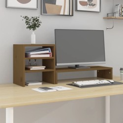 Support de moniteur Marron miel 81x20x30 cm Bois de pin solide 