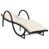 Chaise longue avec coussin noir 60x199x42 cm résine tressée 