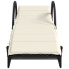 Chaise longue avec coussin noir 60x199x42 cm résine tressée 