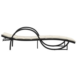 Chaise longue avec coussin noir 60x199x42 cm résine tressée 