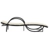 Chaise longue avec coussin noir 60x199x42 cm résine tressée 
