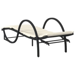 Chaise longue avec coussin noir 60x199x42 cm résine tressée 