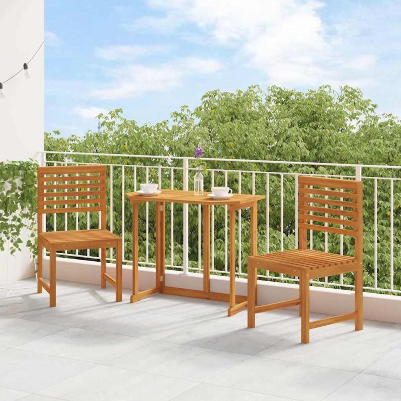 Chaises de jardin sans accoudoirs 2 pcs en bois d'acacia costaud 
