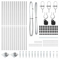 Ensemble de poteaux de clôture avec pointe 13 pcs Argent 