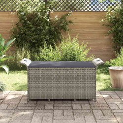 Banc de jardin avec coussin gris 116x46x57 cm résine tressée 