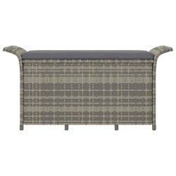 Banc de jardin avec coussin gris 116x46x57 cm résine tressée 