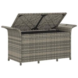 Banc de jardin avec coussin gris 116x46x57 cm résine tressée 