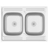 Évier de cuisine à double lavabo argenté 800x600x155 mm inox 