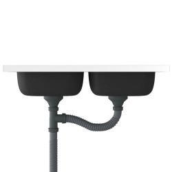 Évier de cuisine à double lavabo argenté 800x600x155 mm inox 