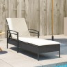 Chaise longue avec coussin noir 63x200x81 cm résine tressée 