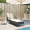 Chaise longue avec coussin noir 63x200x81 cm résine tressée 
