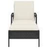 Chaise longue avec coussin noir 63x200x81 cm résine tressée 