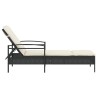 Chaise longue avec coussin noir 63x200x81 cm résine tressée 