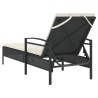 Chaise longue avec coussin noir 63x200x81 cm résine tressée 