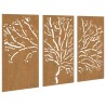 Décorations murales jardin 3 pcs 105x55 cm design d'arbre acier 
