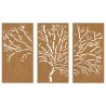 Décorations murales jardin 3 pcs 105x55 cm design d'arbre acier 