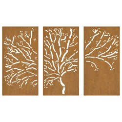 Décorations murales jardin 3 pcs 105x55 cm design d'arbre acier 