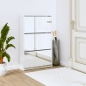 Armoire chaussures miroir 3niveaux Blanc brillant 63x17x102,5cm 