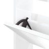 Armoire chaussures miroir 3niveaux Blanc brillant 63x17x102,5cm 