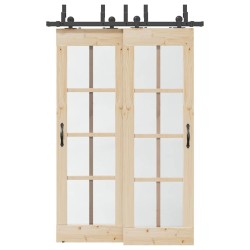 Kit de quincaillerie de porte coulissante 152,5 cm acier noir 