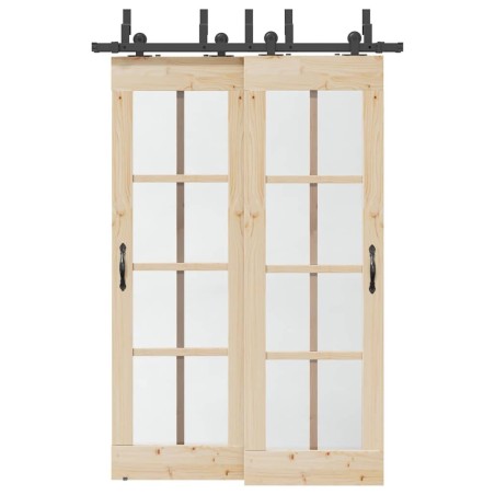 Kit de quincaillerie de porte coulissante 152,5 cm acier noir 