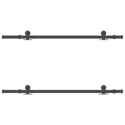 Kit de quincaillerie de porte coulissante 152,5 cm acier noir 