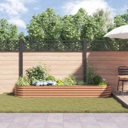 Lit de jardin surélevé marron avec look bois 320x80x44 cm en acier 