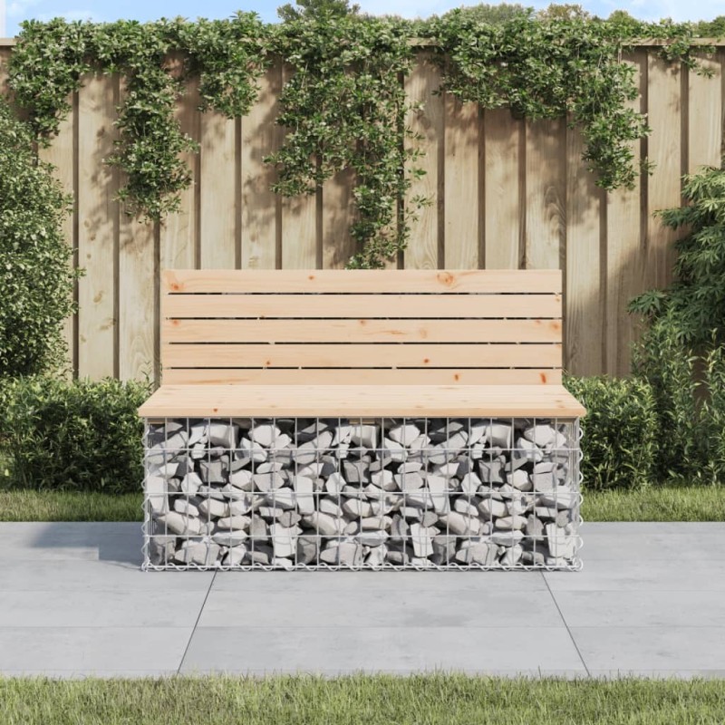 Banc de jardin design de gabion 103x70x65 cm bois massif de pin 