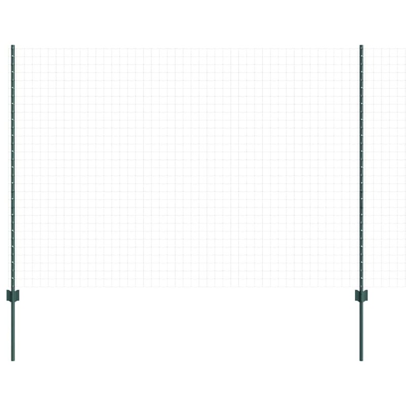 Poteaux de clôture argentés 22 pcs Vert Standard Acier 