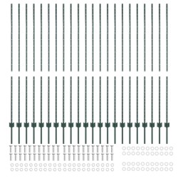 Poteaux de clôture argentés 22 pcs Vert Standard Acier 