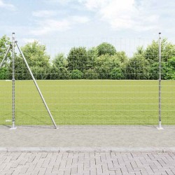 Clôture Euro avec 7 poteaux à bride 1,5 x 10 m en acier galvanisé 