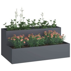 Jardinière de jardin 2 niveaux 100x60x45 cm Anthracite Plastique 