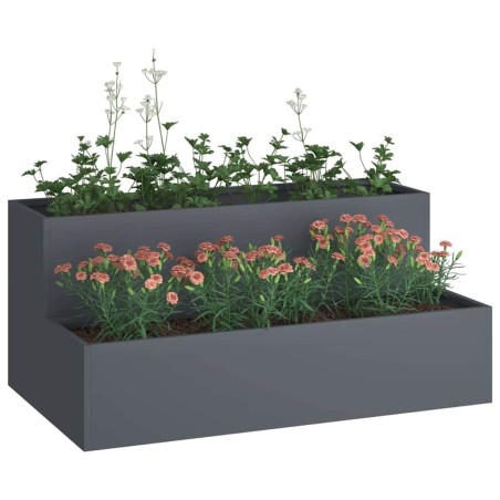 Jardinière de jardin 2 niveaux 100x60x45 cm Anthracite Plastique 
