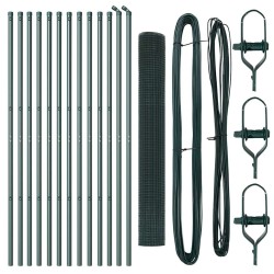 Kit de poteaux de clôture en métal Lot de 2 Vert 