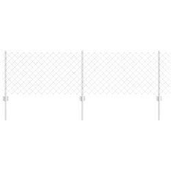 Clôture en treillis avec 22 poteaux U Argent 0.6x25 m Acier 