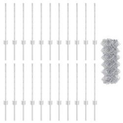 Clôture en treillis avec 22 poteaux U Argent 0.6x25 m Acier 