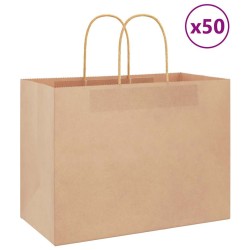 Sacs en papier 50 pcs avec poignées marron 32x17x25 cm 