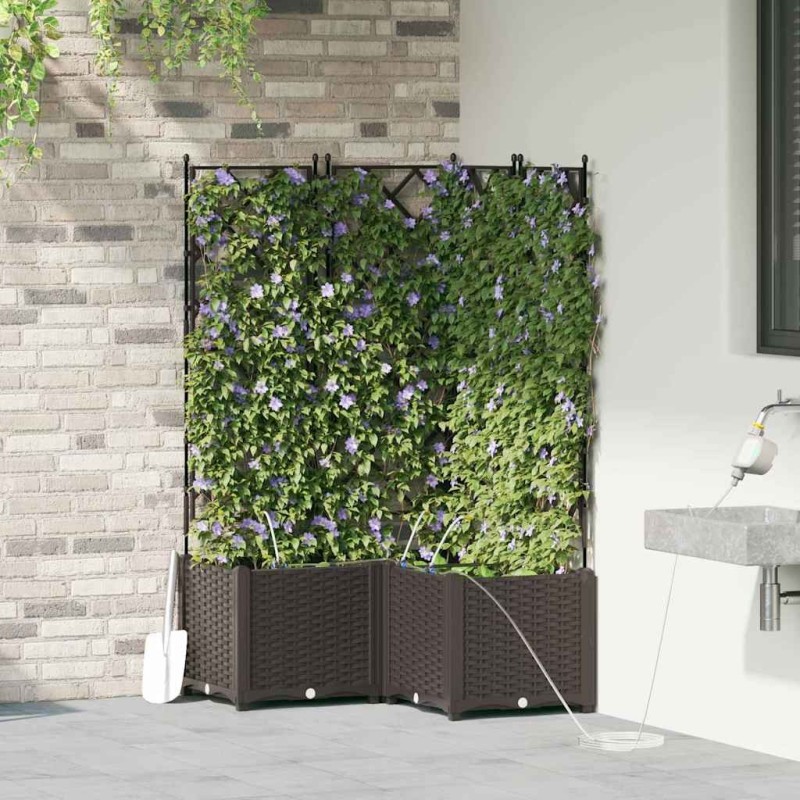 Jardinières de jardin 1 pc Marron 80 x 80 x 142 cm Plastique 