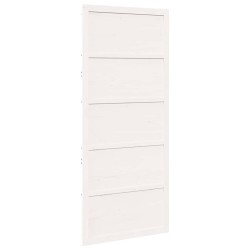 Porte de Grange Blanche 80x208 cm en Bois Massif de Pin 