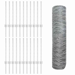 Poteaux de Clôture 11 pcs U-Channel 60 cm Acier Galvanisé 