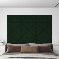 Panneaux muraux 12 pcs Vert foncé 30x30 cm Velours 0,54 m² 